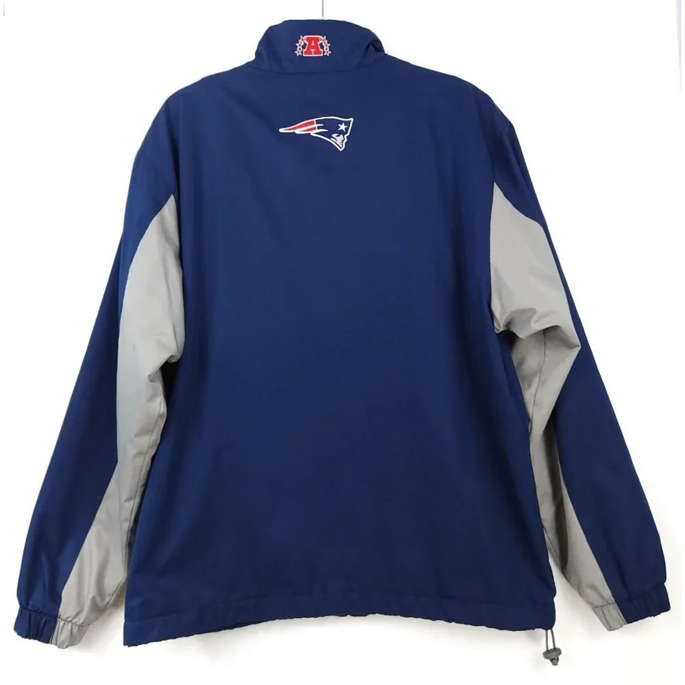 NFL Team Apparel NE Patriots Mens Size M Fleece Lined Full Zip Jacket Blue/Grey
